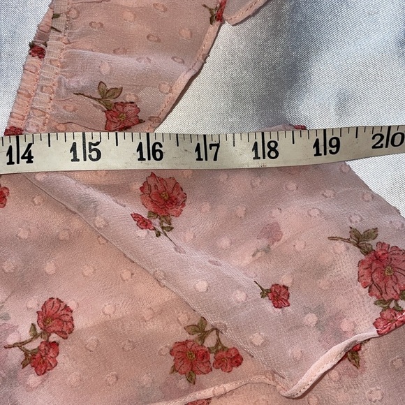 Forever 21 Pink Red Poppies Floral Tiers Ruffle Straps Cropped Cami Tank Sz M - Picture 10 of 15
